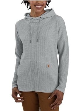 Carhartt Womens Relaxed Fit Heavyweight Hooded Thermal Shirt Gray Size Medium